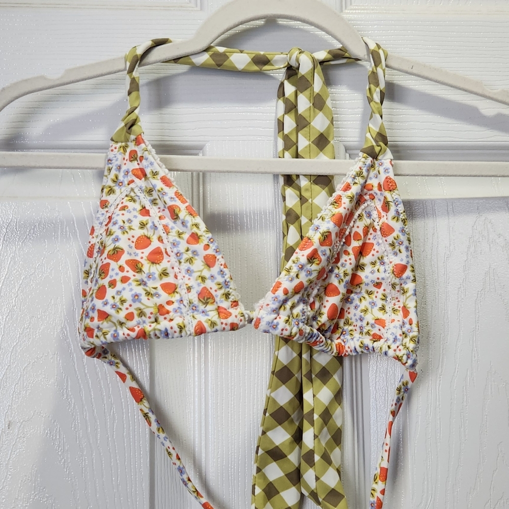 Aerie Strawberry Print Triangle Bikini Top